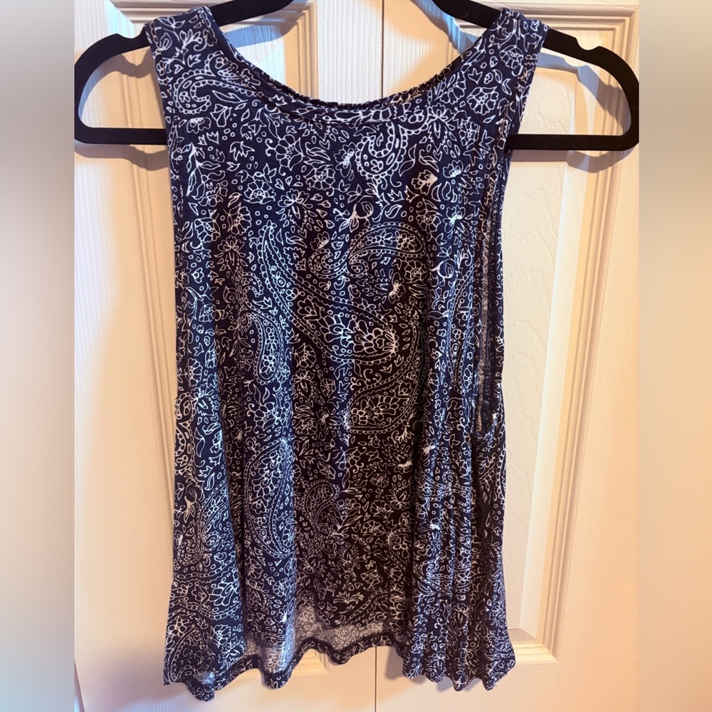 H&M Dark Blue paisley Patterned Sleeveless Top